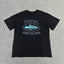 Blue Graphic Print Black T-Shirt Unisex Streetwear Casual Short Sleeve Tee