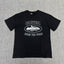 White Graphic Print Black T-Shirt Unisex Streetwear Casual Short Sleeve Tee