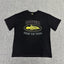 Yellow Graphic Print Black T-Shirt Unisex Streetwear Casual Short Sleeve Tee