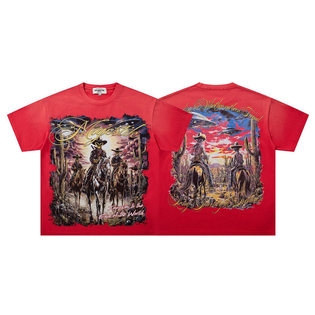 MAJESTIK Western Cowboy Graphic T-Shirt Hover Image