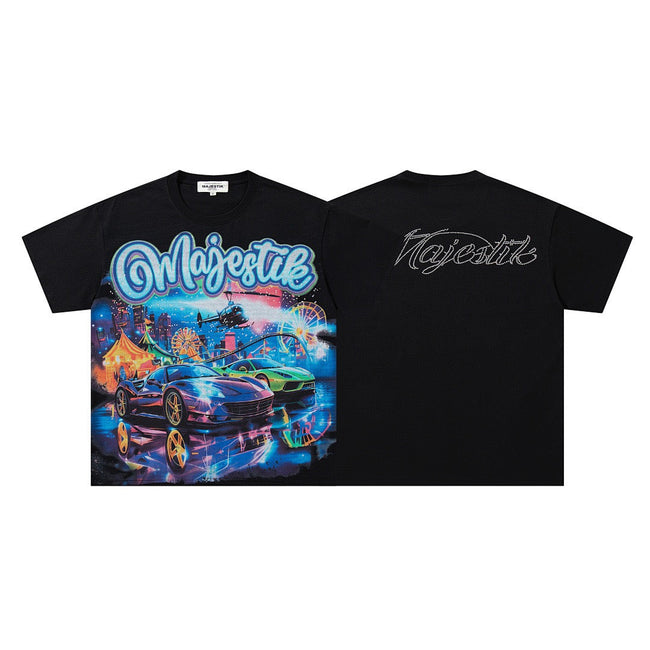 MAJESTIK Neon Racing Graphic T-Shirt Hover Image
