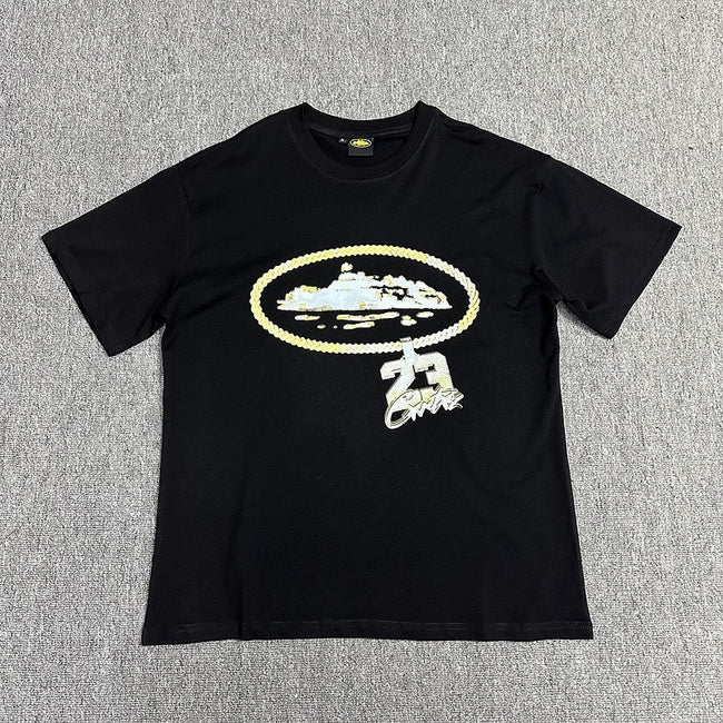 Black Graphic Print T-Shirt Unisex Streetwear Casual Short Sleeve Tee Hover Image