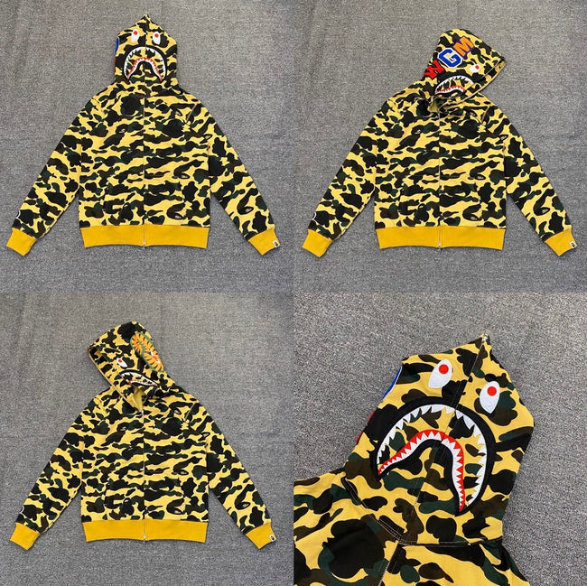 BAPE Shark Camo Full Zip Hoodie Yellow Hover Image