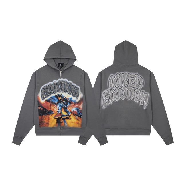 EMOTION Mixed Emotion Graphic Zip Up Hoodie Hover Image