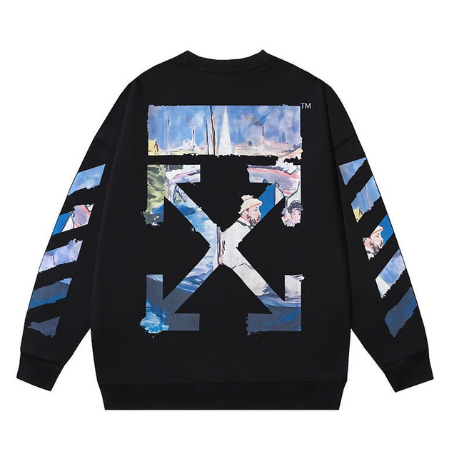 Off-White Blue Artwork Arrow Graphic Sweatshirt Black Hover Image