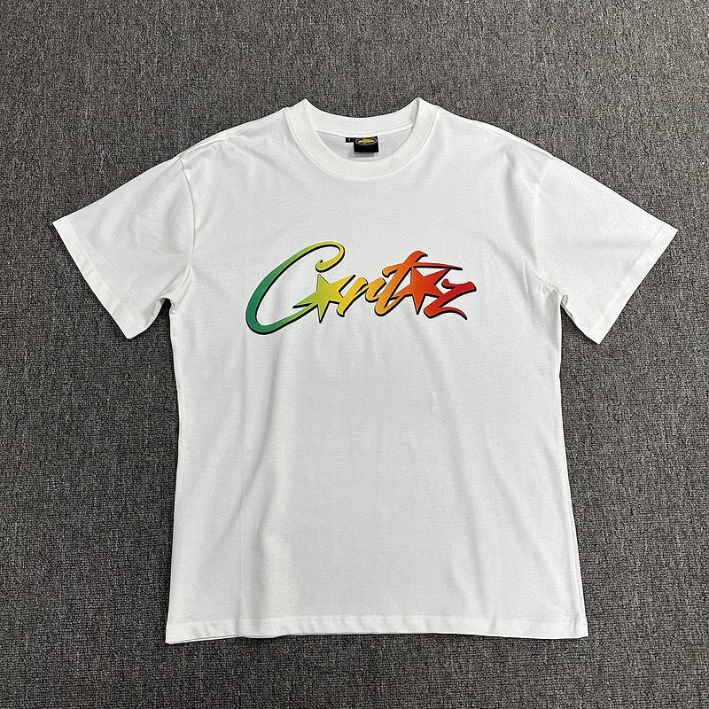 Colorful Graphic Print White T-Shirt Unisex Streetwear Casual Short Sleeve Tee