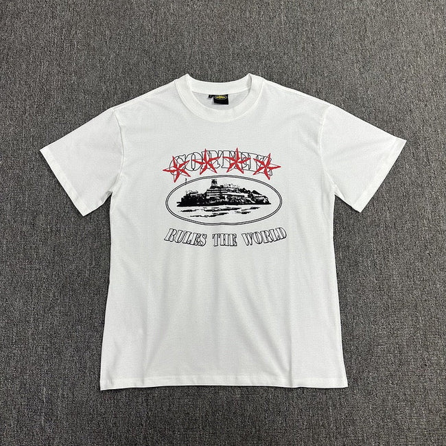 Black Graphic Print T-Shirt Unisex Streetwear Casual Short Sleeve Tee Main Image