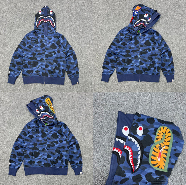 BAPE Shark Camo Full Zip Hoodie Blue Camo Hover Image