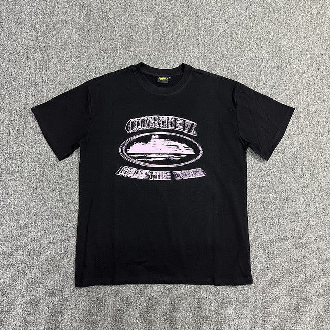 Vintage Graphic Print Black T-Shirt Streetwear Casual Short Sleeve Tee Hover Image