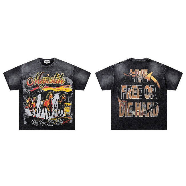 MAJESTIK Live Free Vintage Graphic T-Shirt Hover Image