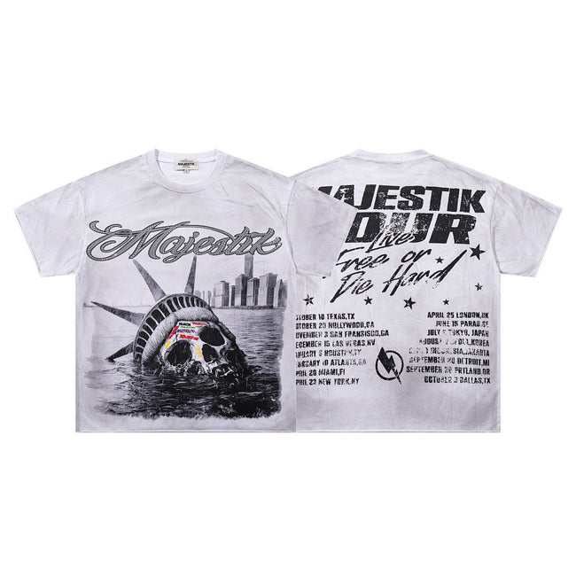 MAJESTIK Vintage Liberty Skull Graphic T-Shirt Hover Image