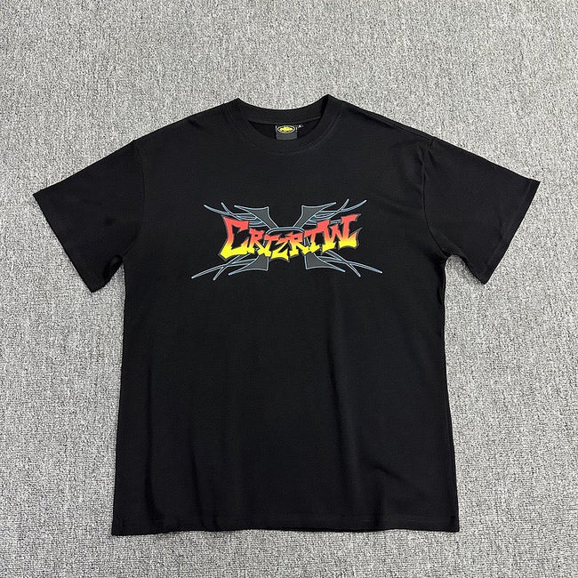 Graphic Print Black T-Shirt Unisex Streetwear Casual Short Sleeve Tee Hover Image