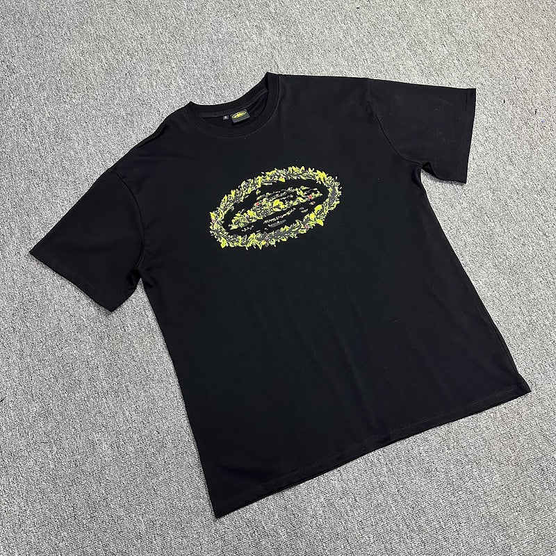 Neon Graphic Print Black T-Shirt Unisex Streetwear Casual Short Sleeve Tee