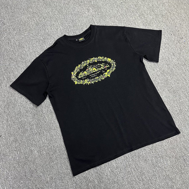 Neon Graphic Print Black T-Shirt Unisex Streetwear Casual Short Sleeve Tee Hover Image