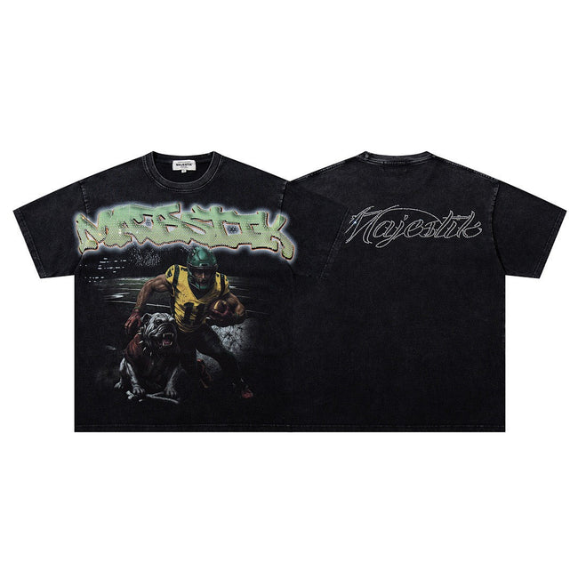 MAJESTIK Football Bulldog Graphic T-Shirt Hover Image