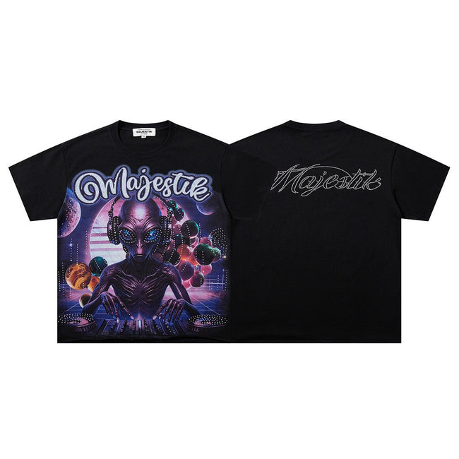 MAJESTIK Alien Cyber Graphic T-Shirt Hover Image