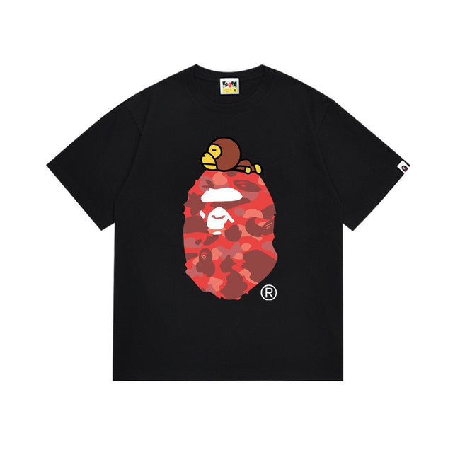 BAPE Black Red Camo Ape Head Graphic T-Shirt Hover Image
