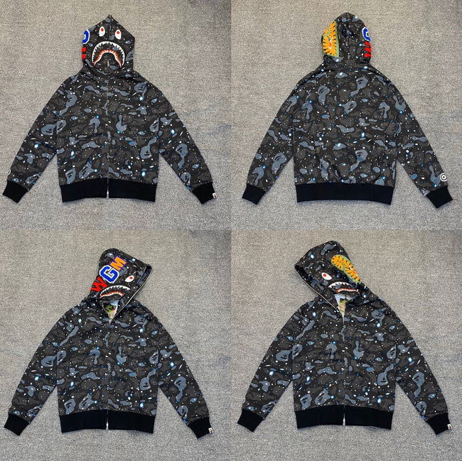 BAPE Shark Galaxy Camo Full Zip Hoodie Hover Image