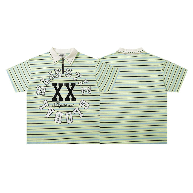 MAJESTIK Vintage Stripe Graphic Polo Shirt Hover Image