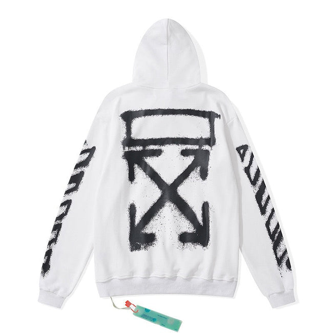 Off-White White Black Spray Arrow Hoodie Hover Image