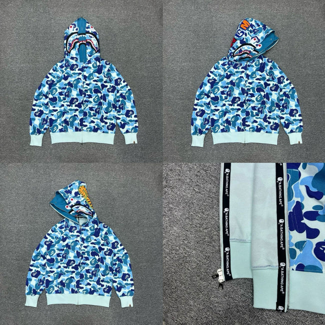 BAPE Shark Full Zip Hoodie Blue Camo Edition Hover Image