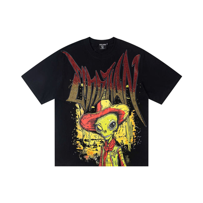 EMOTION Angel Graphic Rhinestone Oversized T-Shirt Hover Image