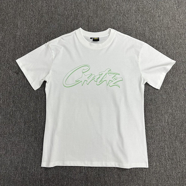 Light Green Graphic Print White T-Shirt Unisex Streetwear Casual Short Sleeve Tee Hover Image