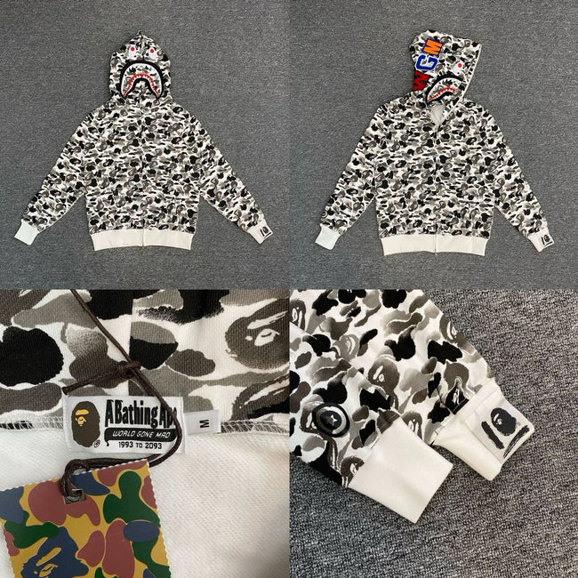 BAPE Shark Full Zip Hoodie White Camo Edition Hover Image
