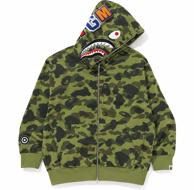 1ST CAMO JACQUARD SHARK RELAXED FIT FULL ZIP HOODIE MENS Hover Image