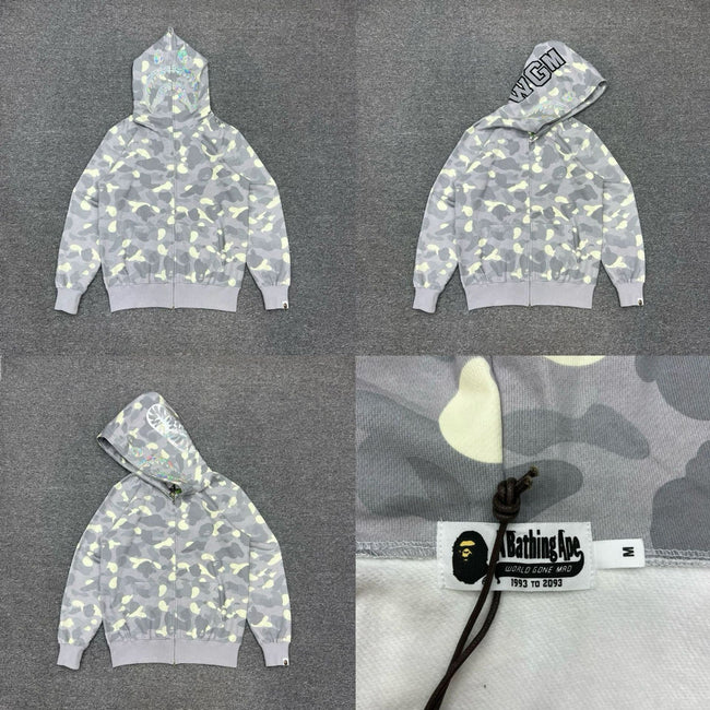 A BATHING APE ABC Camo Shark Full Zip Hoodie Grey Hover Image