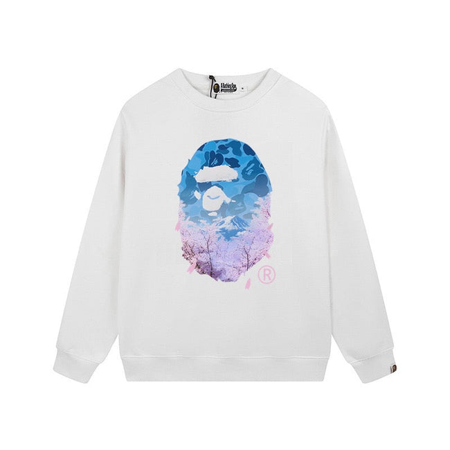 BAPE Blue Camo Ape Head Sakura Graphic Crewneck Sweatshirt Hover Image