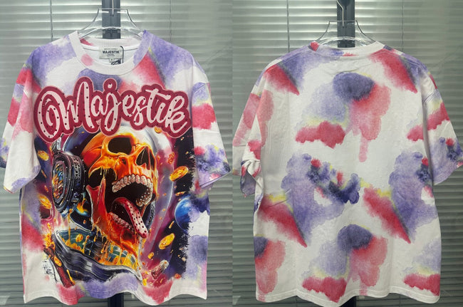 Majestik Skull Graphic Tie Dye T-Shirt Hover Image
