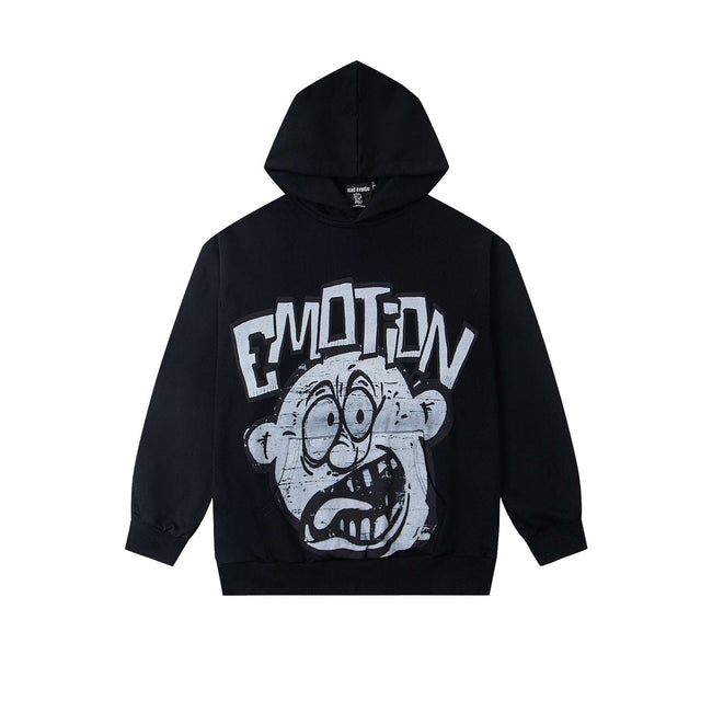 EMOTION Cartoon Face Graphic Pullover Hoodie Hover Image
