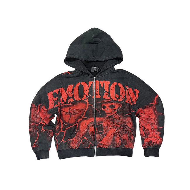 EMOTION Red Apocalypse Graphic Zip Up Hoodie Hover Image