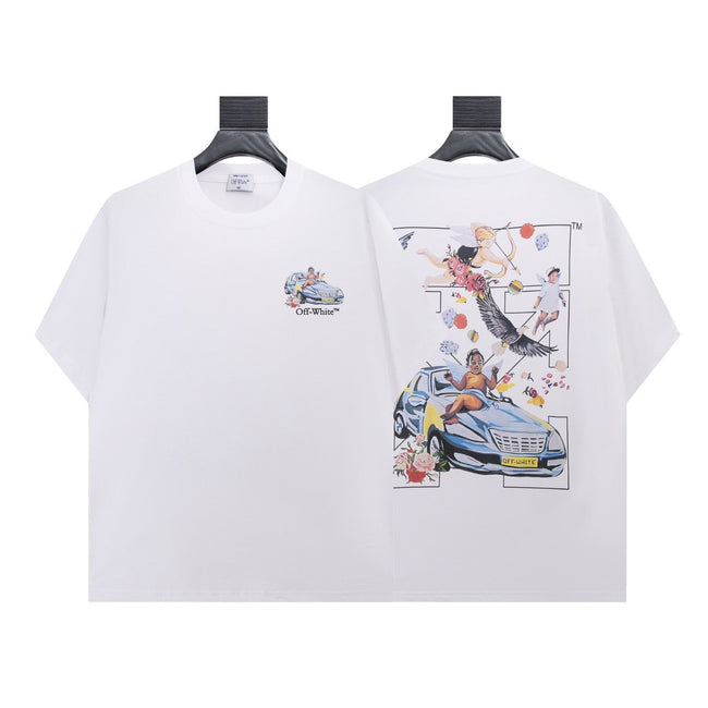 Off-White Artistic Car Graphic T-Shirt Hover Image