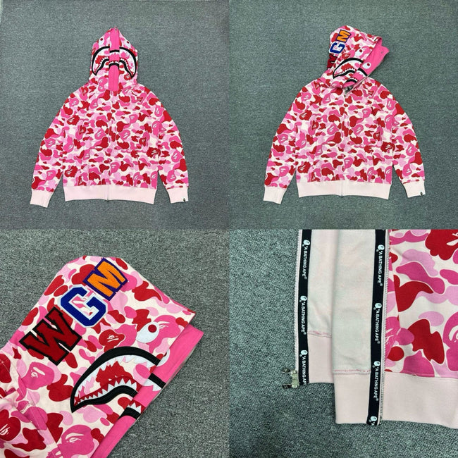 BAPE Shark Full Zip Hoodie Pink Camo Edition Hover Image