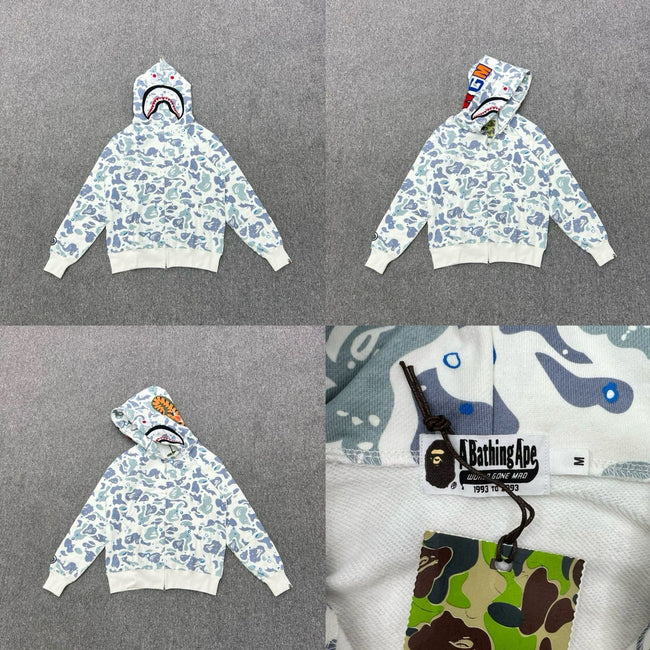 A BATHING APE ABC Camo Shark Full Zip Hoodie Blue White Hover Image
