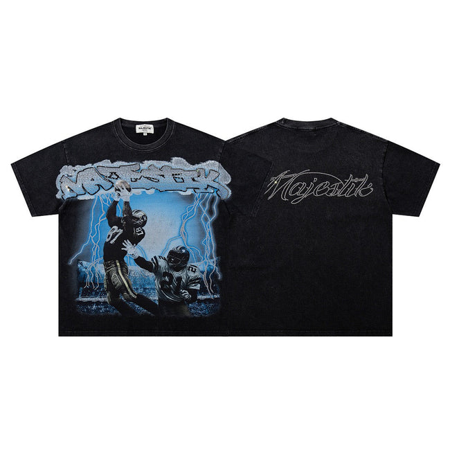 MAJESTIK Vintage Football Graphic T-Shirt Hover Image