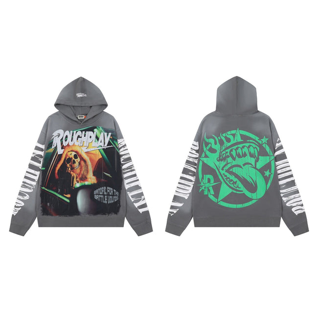 Men's Vintage Skeleton Graphic Oversized Hoodie – Streetwear Pullover Sweatshirt Hover Image
