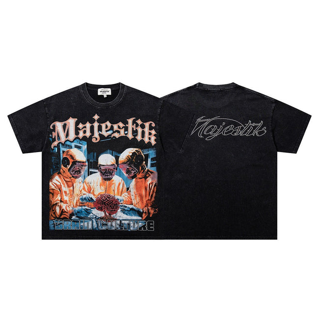 MAJESTIK Brain Culture Graphic Vintage T-Shirt Hover Image