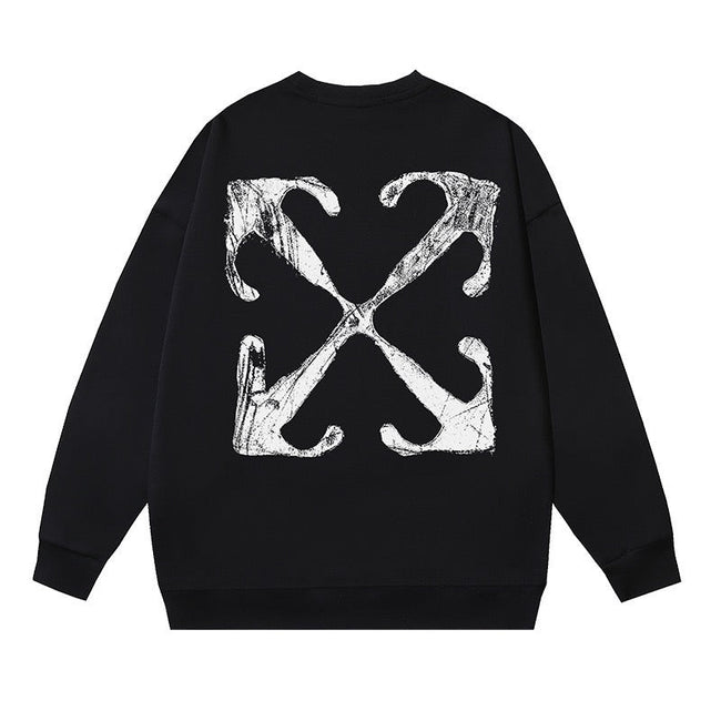 OFF WHITE Distressed Arrow Logo Crewneck Sweatshirt Black Hover Image