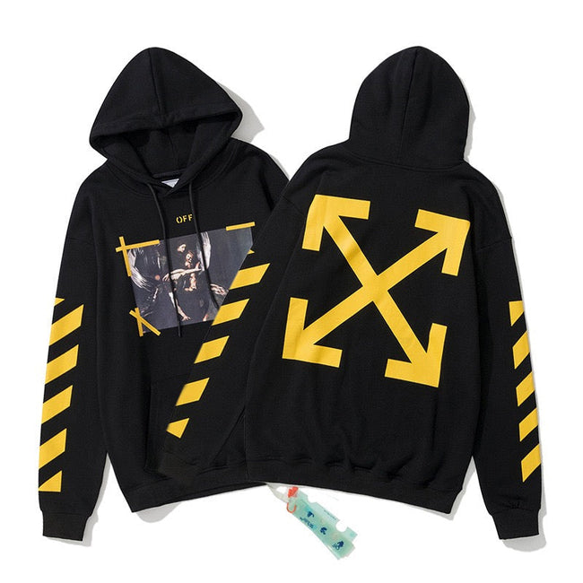 Off-White Black Yellow Arrow Graphic Hoodie Hover Image