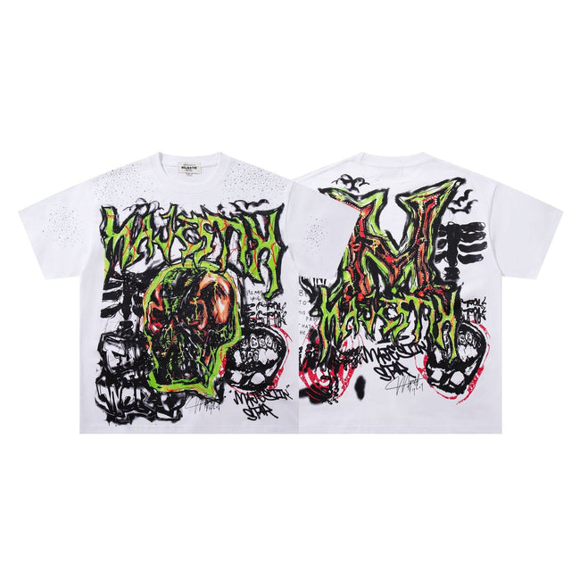 MAJESTIK Graffiti Skull Graphic Streetwear T-Shirt Hover Image