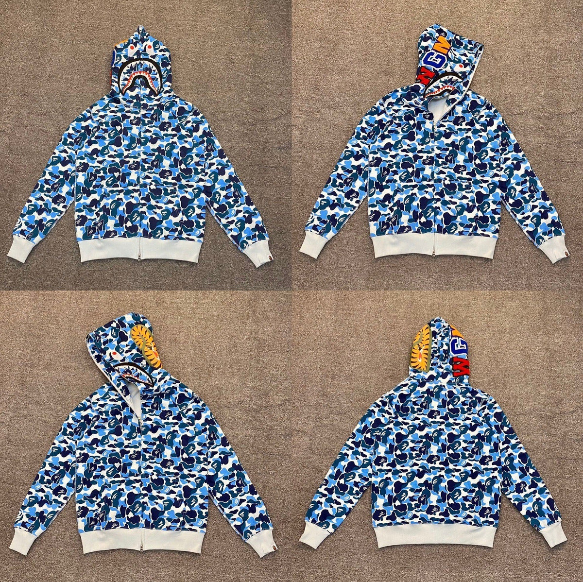 BAPE Shark Blue Camo Full Zip Hoodie