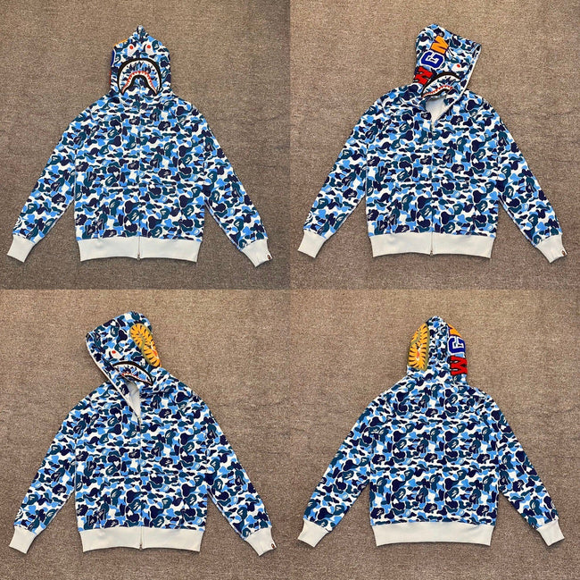BAPE Shark Blue Camo Full Zip Hoodie Hover Image