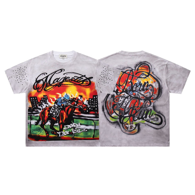 MAJESTIK Racing Horse Graphic T-Shirt Hover Image