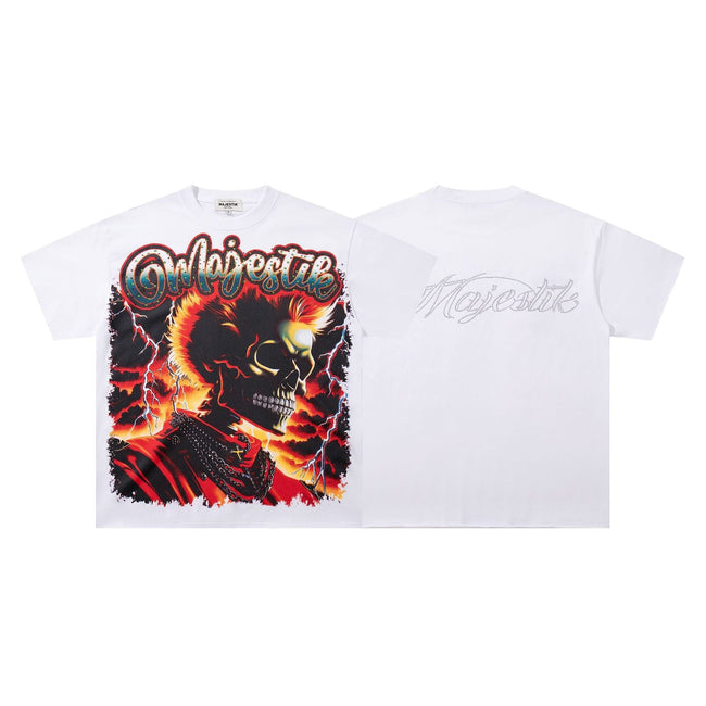 MAJESTIK Skull Lightning Graphic T Shirt Hover Image