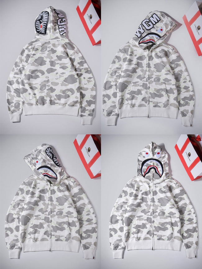 BAPE Shark White Camo Full Zip Hoodie Hover Image