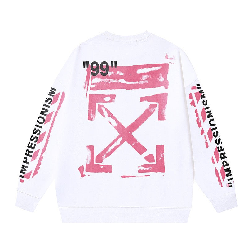 Off-White Pink Brush Arrow Graphic Sweatshirt White