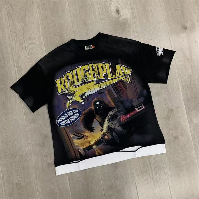 Vintage Graphic Streetwear T-Shirt Oversized Urban Casual Short Sleeve Unisex Tee Hover Image